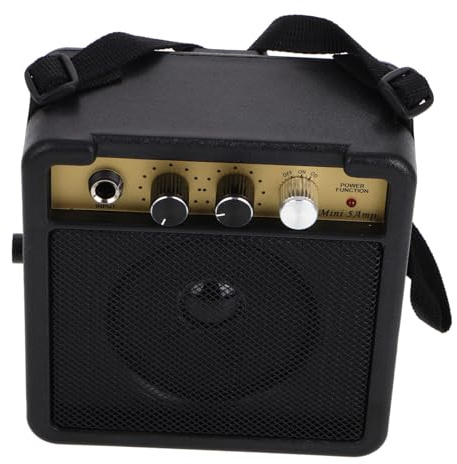 Mikikit Amplificatore per Chitarra Elettrica Portatile 5w, Mini Combo Nero, Effetti Sonori Integrati, Connessione Versatile, per Esercitarsi a Casa