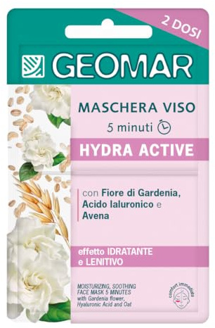 GEOMAR | Maschera Viso Hydra Active, 5 minuti, 6 x 15 ml | Dermatologicamente Testata, Made in Italy