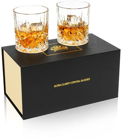 KANARS Bicchieri da Whisky, Bicchiere da Cocktail Cristallo per Bourbon, Scotch, Cognac, Martini, Bellissimo Regalo, Set di 2 Pezzi, 300 ml