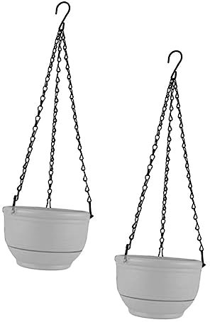 Yardwe Lot De 2 Pots De Fleurs Suspendus en Plastique Chlorophytum pour Bureau Salon Jardin Arrosage Automatique Gris/