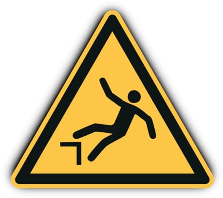 Warnung vor Absturzgefahr: W008 - DIN EN ISO 7010 / ASR A1.3 - Aufkleber: 25 cm, 1 Stück