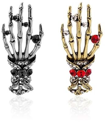 COACOM 2 Morceaux De Broche en Diamant, Broche À Main du Crâne, Bijoux De Style Punk Rétro, Bijoux De Personnalité Créatif, Accessoires De Vêtements.