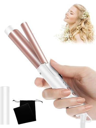 Curling Tongs for Short Hair Medium Long Hair, 25mm Mini Curling Iron- UKLISS 1 Inch Travel Friendly Ceramic Mini Hair Curler Wand, 3 Temps Adjustable 320-392℉, Dual Voltage (White Rose)