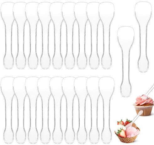 Lot de 200 cuillères à dessert réutilisables, cuillères à glace transparentes, mini cuillères à dessert de 10 cm, petites cuillères durables pour crème glacée, dessert, gâteau, pudding, mousse, fête