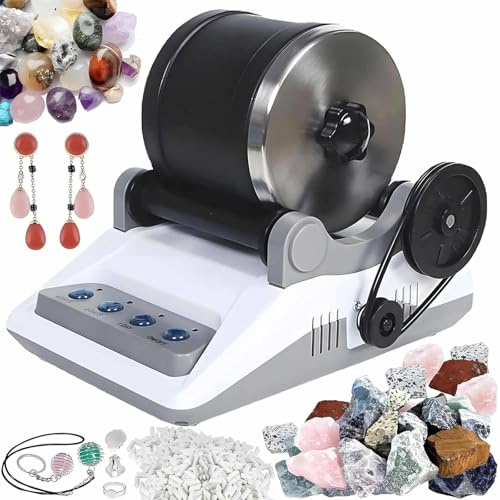 MTTXY Rock Tumbler -Politur -Kit, DIY -Steinpolierer mit 7 -tägigen Timerknöpfen, Abnehmbarer Elektrischer Edelsteinschleifer und Steinpolierkit für Kinder Alle Altersgruppen