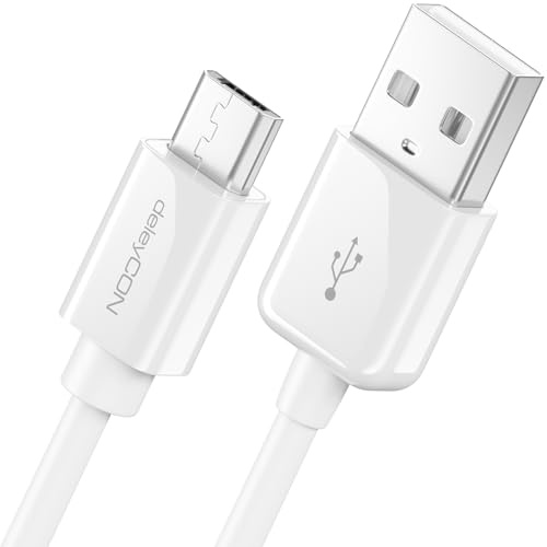 deleyCON 5m Micro USB Ladekabel Datenkabel Kompatibel für Android Handys Smartphones Tablets MP3 Player Kameras uvm. - Weiß