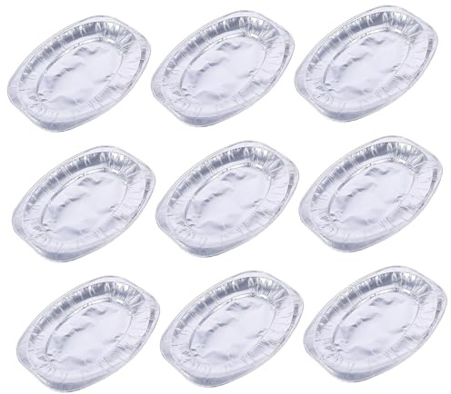 INOOMP 10 Pièces Plateaux Jetables Aluminium pour Barbecue Plats Aluminium avec Fond Plat Empilables pour Cuisson Four et Préparation Alimentaire