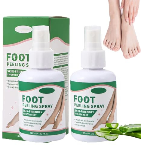 Fotpeelingspray,kylande förhårdnadsborttagningssprayer exfolierar omedelbart torra och spruckna fötter,luktneutraliserande skospray för män och kvinnor,dagliga fotsprayer fräschör och len hud (2 PCS)