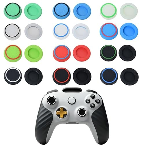Vmoomax 24 Stück Silikon Joystick Kappen für Controller, rutschfeste Thumbstick Grips Caps, Daumengriff Aufsätze kompatibel mit PS5, PS4, Xbox Series, Langlebige Schutzkappen in Mehreren Farben