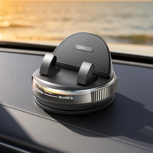 JOYROOM Soporte móvil Coche Salpicadero [Gel & Ventosa] Universal Soporte para Movil Coche Compatible con Fundas de hasta 19 mm de Grosor, para iPhone/Samsung/Google/Android Smartphones