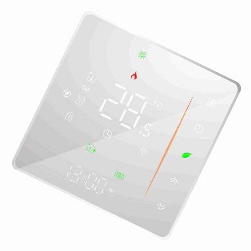 Fesjoy WiFi Smart Termostat Temperaturkontroll med Röststyrning/APP/veckoprogrammerbar för Hem/kontor, Vit Färg (för Vattenuppvärmning-T)