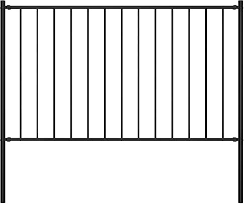 Mokuyary - Pannello di Recinzione con Pali in Acciaio Verniciato a Polvere, 1,81 x 1 m, Bordo Nero, Recinzione paesaggistica per aiuole, Alberi, barriera per Animali