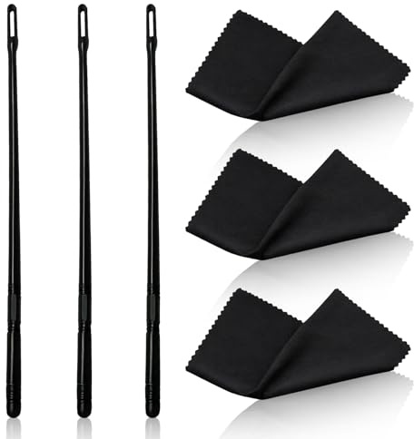 BaZuyunMd Juego de 6 limpiadores de flauta dulce, 3 varillas de limpieza de flautas, 3 paños de limpieza para el mantenimiento interno de instrumentos como flautas, flautas transversales y saxofón