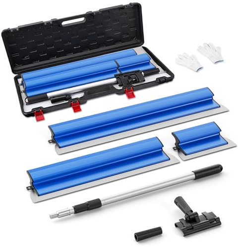 HIUYRFS Flächenspachtel Set - Spachtel 25cm, 60cm und 80cm + Verlängerungsgriff 76cm bis 160cm, Baumesser aus Edelstahl (Blaues Set)