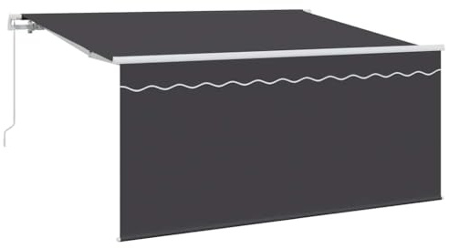 Qnhdfrt Einziehbare Markise Anthrazit Gestreift 300 x 200 cm Manuelle Gelenkarmmarkise mit Aluminiumrahmen Stabiler Sonnenschutz für Terrasse Balkon und Gartenbereich