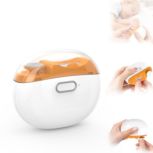 Tagliaunghie Elettrico, 2 in 1 Tagliaunghie e Lucidatrice Elettrica con 2 Velocità con Luce LED, Scomparto per Riporre le Unghie, Adatto Per Neonati, Anziani e adulti Nessun Rumore - Arancia