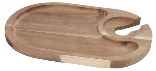 Cuifati Mini Tabla Portátil de Madera para Charcutería con Soporte para Copa de Vino, Bandeja de Cóctel de Mano para Platos de Aperitivo, Tabla de Queso Personal, Plato de Entretenimiento para
