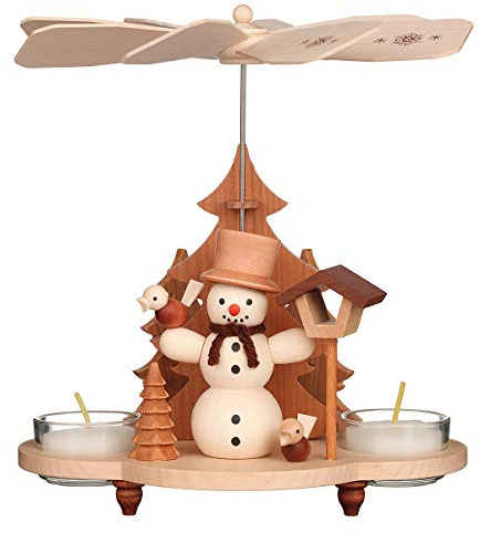 1-tier German Christmas Pyramid - Snowman - 19,5cm / 8 inches - Christian Ulbricht