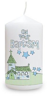 Blue Baptism Candle Personalised gift for Baby Boy