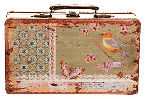 Coffre en bois KD 1290 avec revêtement en cuir et charnières en métal 26cm