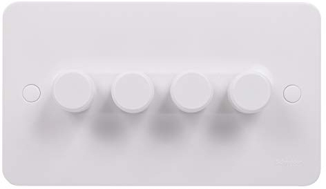 Schneider Electric lisse 4-gang 2 voies Poussoir Variateur d'intensité 250 W/250va, Blanc