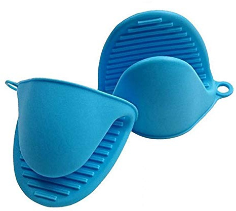 Silicone Pinch Mitts, Oven Mittens Slip Resistant Heat Resistant Anti-scald Gloves Insulation Microwave Gloves Cooking Baking Kitchen Accessories (1Pair, Blue)