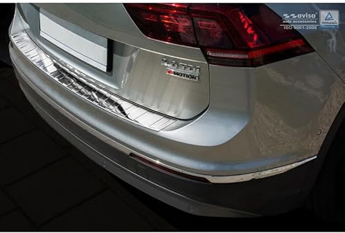 Avisa Edelstahl Heckstoßstangenschutz passgenau | kompatibel mit Volkswagen Tiguan II inkl. Allspace & R-Line 2016-2020 & FL 2020-2024 - Hochglanzsilber