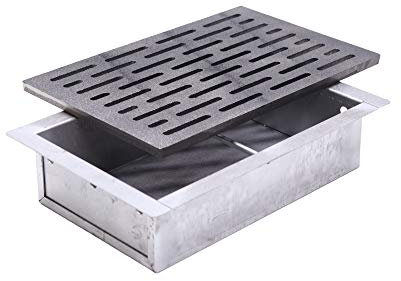 Fonderia Bongiovanni | Griglia in Ghisa | Griglia per Camino | Stufa Pellet | Barbecue Fondello per Cenere | 20x30 cm | modello M | con Cassetto Raccolta Cenere Altezza 7 cm | Accessori Camino