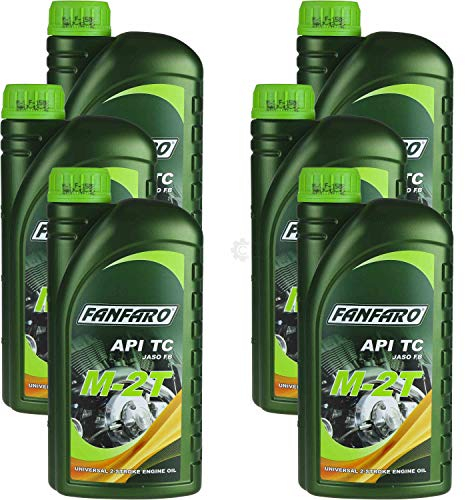 6x1 Liter FANFARO M-2T Universal 2-Takt API TC Motorrädöl Zweitakt Motoröl Öl