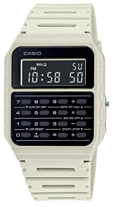 Casio CA53W Vintage Series | Data Bank | 1/100 SEC Stopwatch | Water Resistant | 8 Digit Calculator | Dual Time | Resin Band | Resin Case | Auto Calendar | Daily Alarm | 5 Year Battery, Grey, CA-53WF