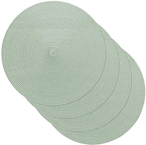 Venilia Tischset Grün Rund, Platzset, Tischwäsche, Platzdeckchen für Esszimmer, gewebt, 4er Set, lebensmittelecht, 38 cm, 4 Stück, 59123