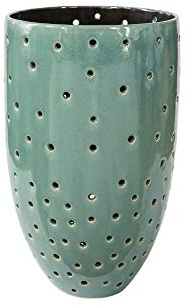 Fink TABITA Windlicht,Keramik,Glasur,grün Höhe 18cm,Durchmesser 13cm