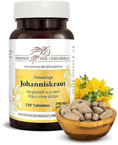 Johanniskraut Tabletten 390mg | 130 Tabletten Hypericum perforatum | Top Premium Qualität aus Österreich | Vegane Tabletten statt Kapseln ohne Zusatzstoffe | Echtes Johanniskraut, Herrgottsblut
