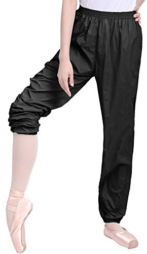 Daydance Black Teen Girls Dance Pants Ripstop Ballet Warm Up Perspiration Trousers