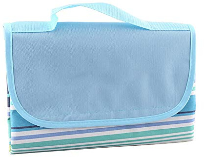 Picknickdecke Extra Groß 200 × 200 Cm Wasserdicht Stranddecke Matte Mit Griff (600D Oxford Tuch + Pvc-Beschichtung) Sanddicht Tragbar Faltbar Teppich Zum Draussen Camping Wandern Reise (Gestreift)