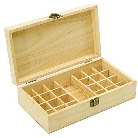 Tragbare Aufbewahrungsbox für ätherische Öle, aus Massivholz, Holzbox für ätherische Öle, 24 Fächer, Holz-Organizer, Make-up-Flaschenhalter, ätherisches Öl, Reise-Display, Präsentations-Organizer