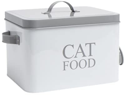 Swan household ® - Cat Food Storage Metal Tin with Scoop H17.5 x L25 x W20cm