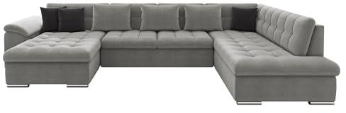 Mirjan24 Eckcouch Ecksofa Niko Bis, Design Sofa Couch mit Schlaffunktion und Bettkasten U-Sofa Farbauswahl Wohnlandschaft vom Hersteller (Ecksofa Links, Manila 16 + Manila 16 + Manila 18)
