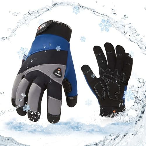 Vgo... 1Paar -20℃/-4°F Winter-Arbeitshandschuhe aus Leder,Sicherheitsarbeitshandschuhe für Kühllager oder Gefrierschrank, wasserdicht, w/3M Thinsulate Lining (SL7721FW)