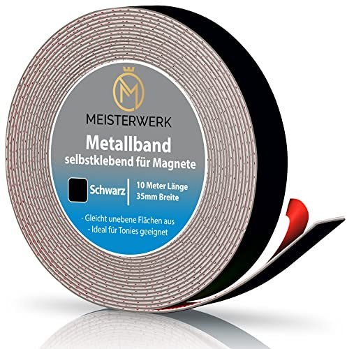 MEISTERWERK Metallband Selbstklebend für Tonies, Magnete & Tonie Tribüne | Mit Starkem Schaumstoffkleber | Magnetband | Magnetleiste