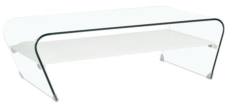 Vente-unique - Table Basse - Verre trempé - Tablette Blanche laquée - Kelly