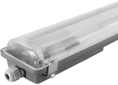 Ledvion - 1 pieza, pantalla estanca, 120cm, IP65, para 2 tubos LED, Tubo No incluido, Impermeable, lámpara de techo para garaje, de bodega