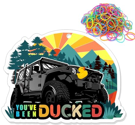 You've Been Ducked, Duck Tags, Ducking Game Cards, 50 Pack, 3.5 x 2.5 inches Business Card Size, Duck Tag With Hole and Rubber Bands - Black Car Retro Style Design