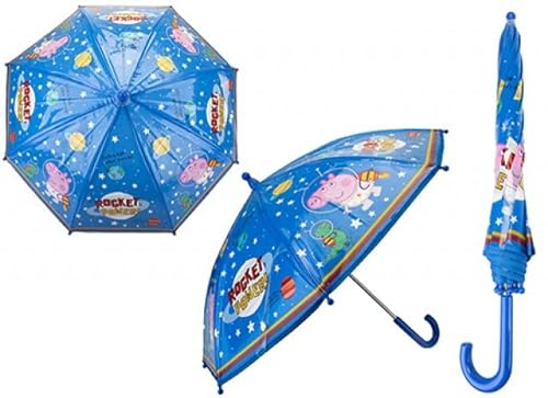 PMS 300351 Peppa Pig Kinder-Regenschirm | George im Astronauten-Outfit Design | 54 cm | 1 Stück Zubehör, Blau