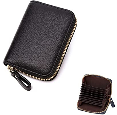 ZMREN Titular de Tarjeta de Credito, RFID Bloqueo Carteras, Fundas para Tarjetas de crédito, Crédito Tarjetero con Cremallera - Negro