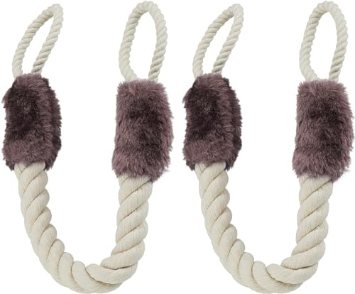 Norhogo Türkordel Klemmschutz Türstopper Klinke Baumwolle Türkordel Klemmschutz 2 Stück zum Haustier und Kinder Fingerschutz, Stoff Türseil, 60 cm, Braun