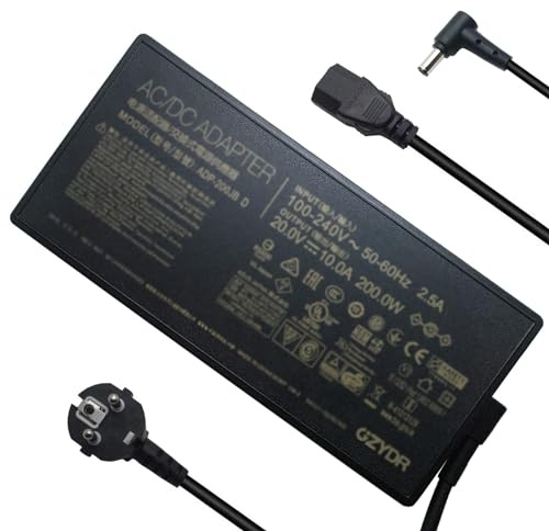200W 20V 10A Netzteil Ladegerät, ADP-200JB D Fit für ASUS ROG Zephyrus G15 GA503 GA503QM GA503QS GA503QR Gaming Laptop 6.0 von 3.7mm