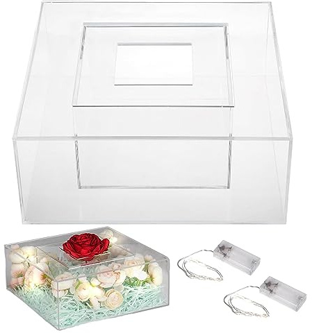 Yusheng Présentoir à gâteau remplissable en Acrylique Présentoir à gâteau remplissable carré Transparent en Acrylique avec présentation éclairée pour Cupcakes