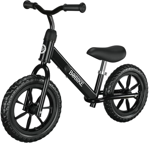 Bobike Toddler Balance Bike Toys for 2 to 5 Year Old Girls Boys Adjustable Seat and Handlebar No-Pedal Training Bike Best Gifts for Kids (Black)