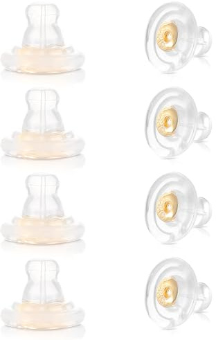 8 Stück Ohrring Verschluss Silikon Transparente Ohrring Stopper Gold Ohrstecker Verschluss Gummi Ohrringe Rücken Stopper Ersatz Hypoallergen Anti-Fall Ohrring Verschlüsse für Männer Frauen